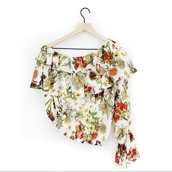 Anthropologie Eri + ani floral one shoulder blouse - Picture 3 of 5